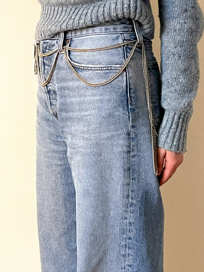 Antique Silver Long Guard Chain Necklace